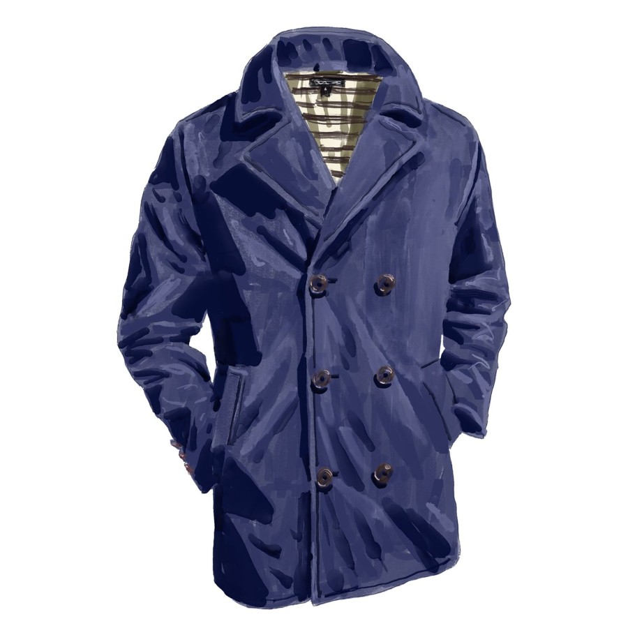 Men The J. Peterman Company Outerwear | Lightweight Peacoat Navy