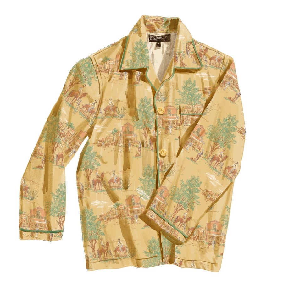 Men The J. Peterman Company Sleepwear | Stagecoach Pj Shirt Gold Scenic