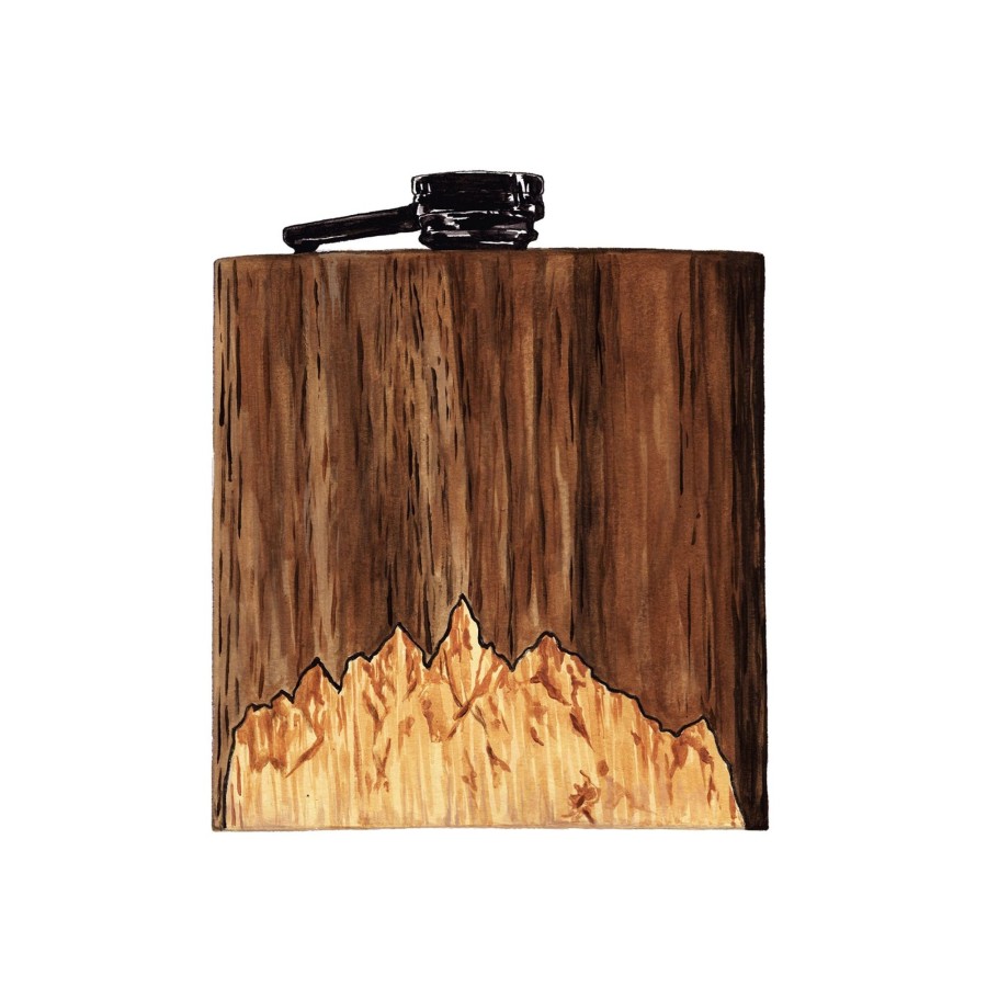 Accessories The J. Peterman Company | Mountain-Sky Wooden Hip Flask