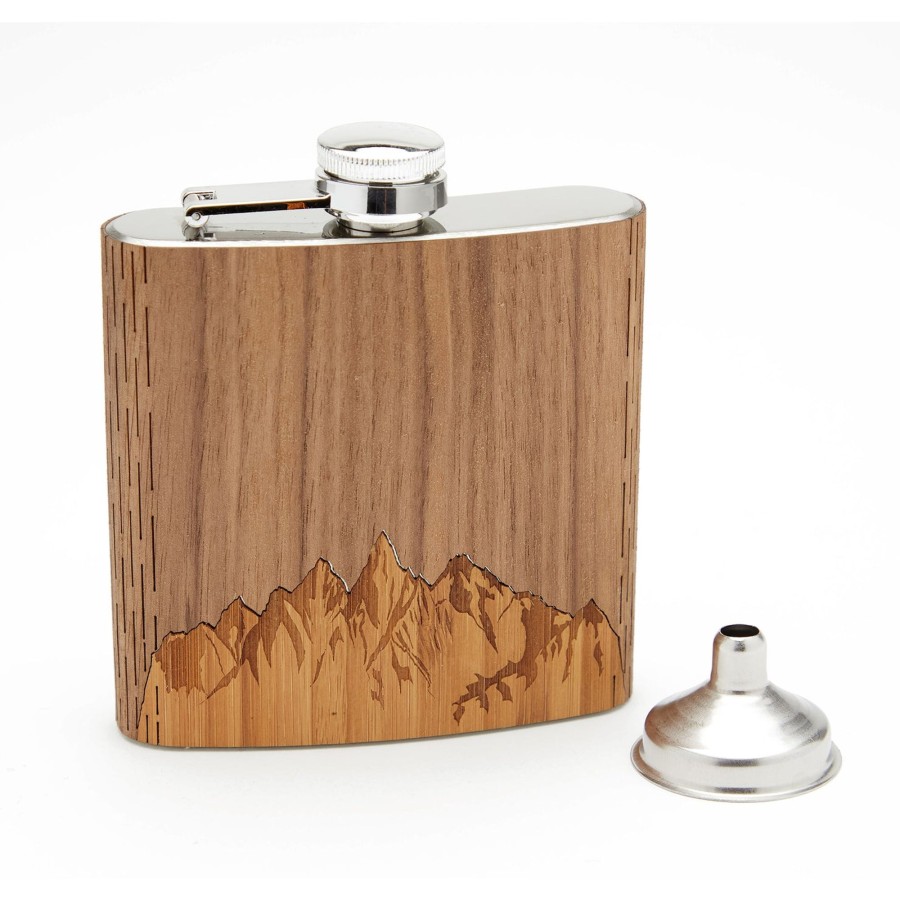 Accessories The J. Peterman Company | Mountain-Sky Wooden Hip Flask