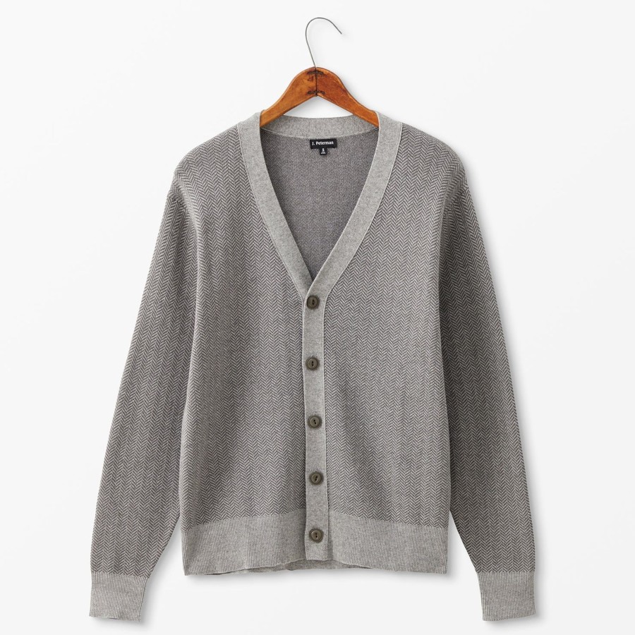 Men The J. Peterman Company Sweaters | The Library Tweed Cardigan Charcoal