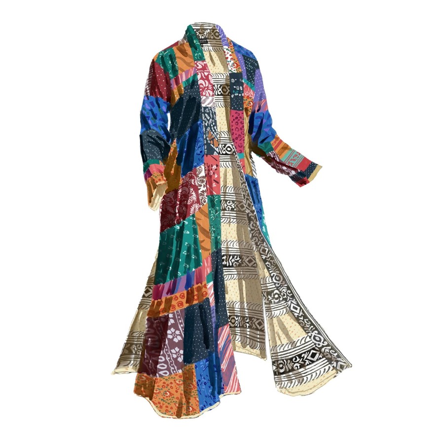 Women The J. Peterman Company Sleepwear | Clara'S Patchwork Print Robe Multi