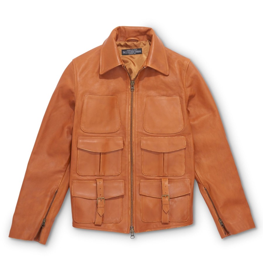 Men The J. Peterman Company Outerwear | Barnstormer Moto Jacket Caramel