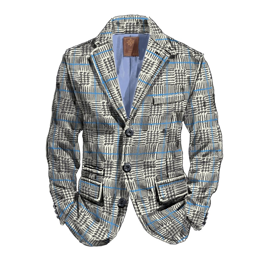 Men The Territory Ahead Blazers & Jackets | Back East Prince Of Wales Blazer Charcoal