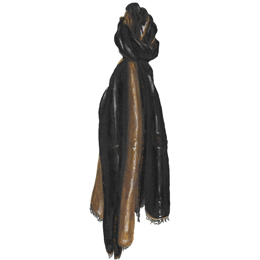 Women The J. Peterman Company Scarves | Gold Black Payal Scarf Black Gold