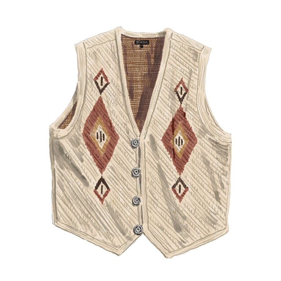 Men The J. Peterman Company Vests | Western Sweater Vest Sand Multi