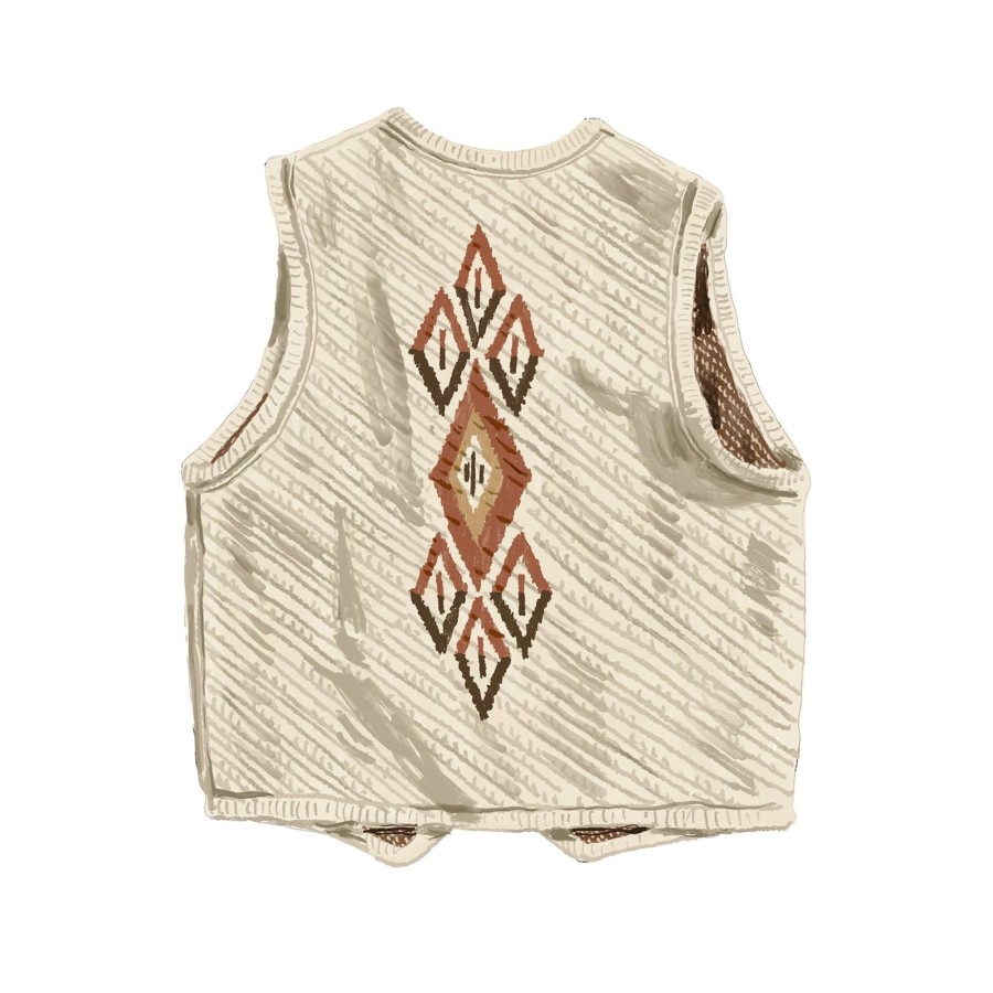 Men The J. Peterman Company Vests | Western Sweater Vest Sand Multi