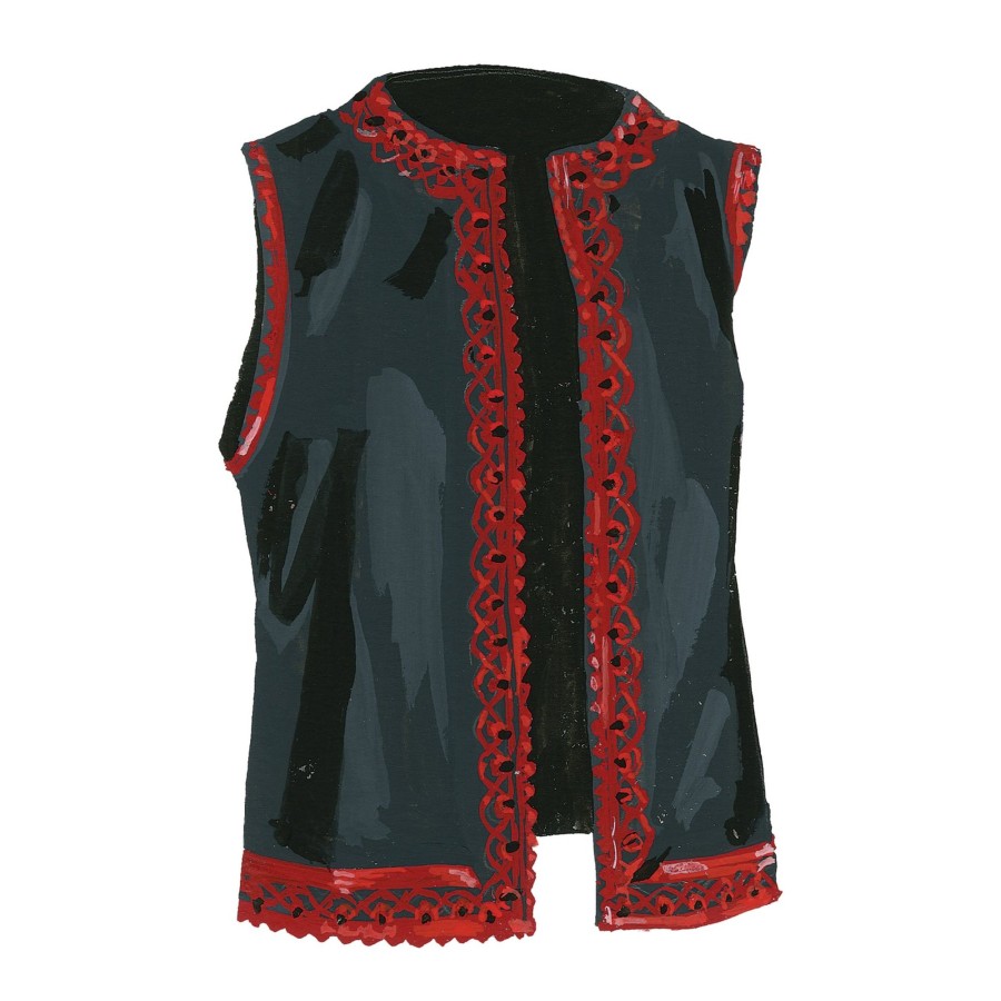 Women The J. Peterman Company Caftans | Moroccan Vest Black Red