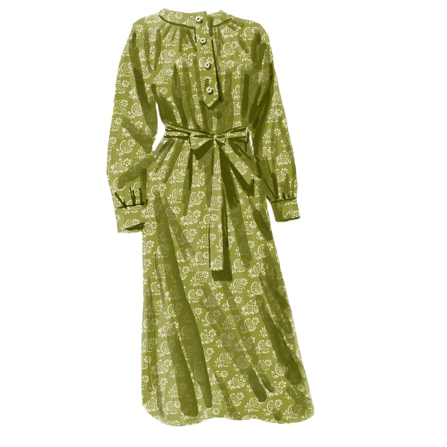 Women The J. Peterman Company Dresses | Cecilia'S Tunic Dress Sage Floral