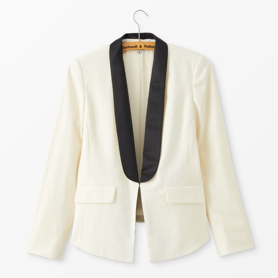 Women The J. Peterman Company Blazers & Jackets | The Tuxedo Blazer Ivory Black