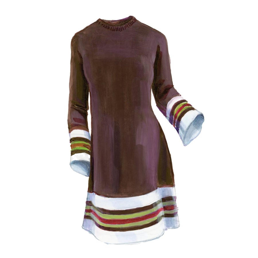 Women The J. Peterman Company Dresses | 1960S Mod Sweater Dress Brown Multi