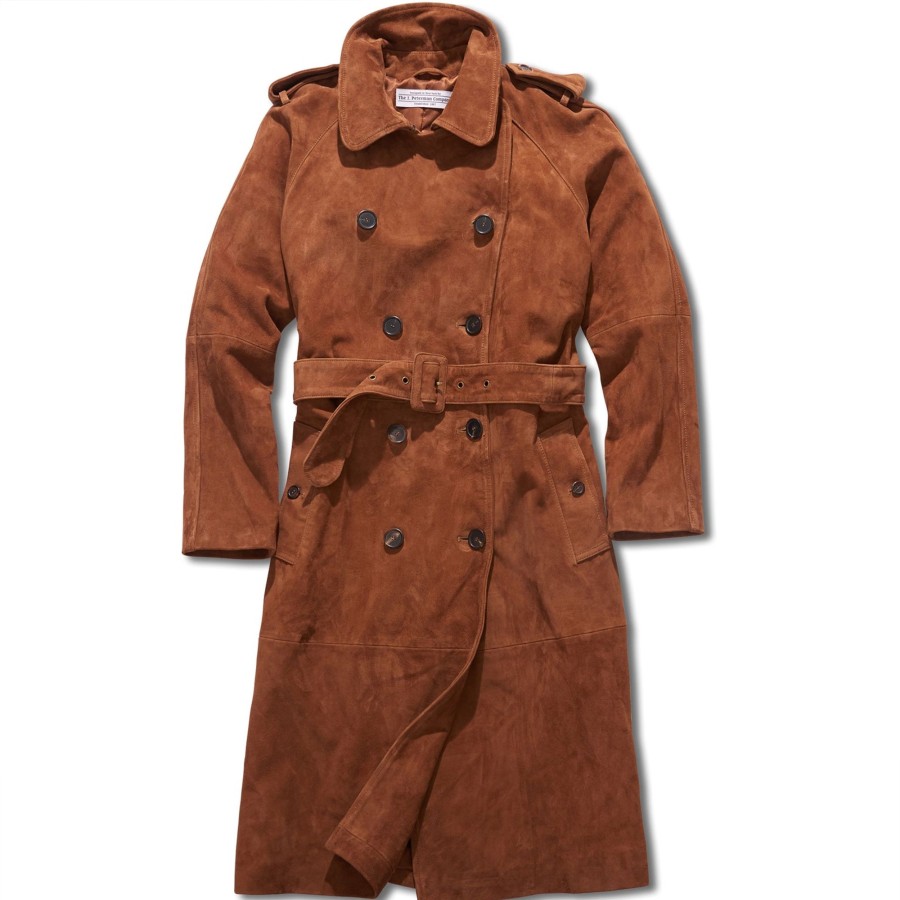 Women The J. Peterman Company Outerwear | Italian Suede Trench Russet