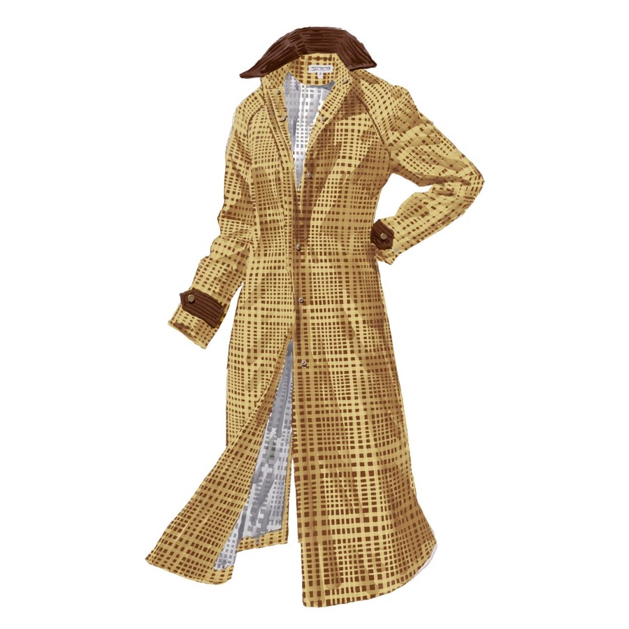 Women The J. Peterman Company Outerwear | Plaid Horseman'S Duster Khaki Plaid