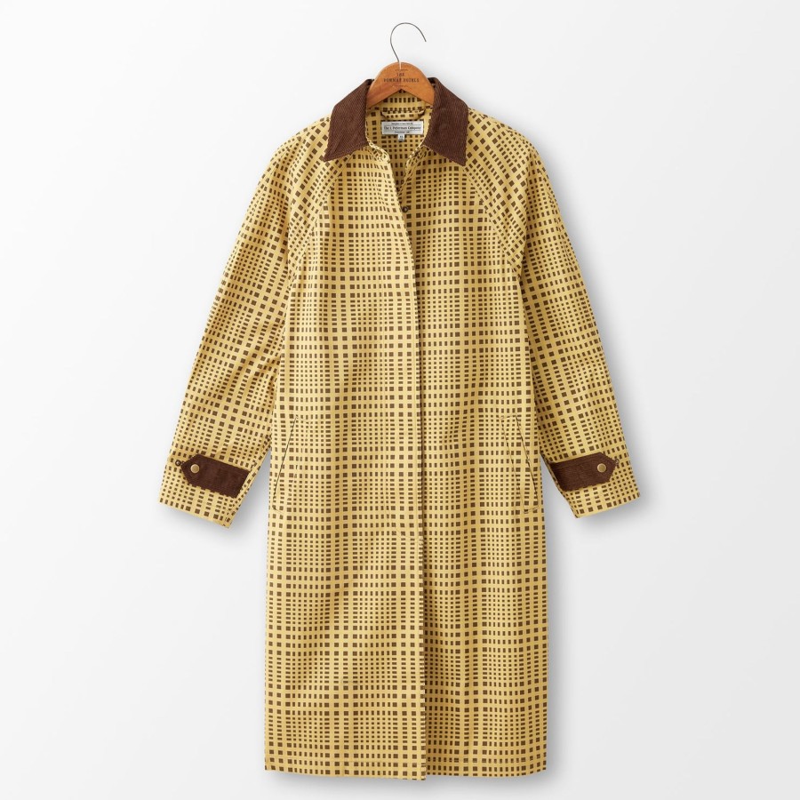 Women The J. Peterman Company Outerwear | Plaid Horseman'S Duster Khaki Plaid