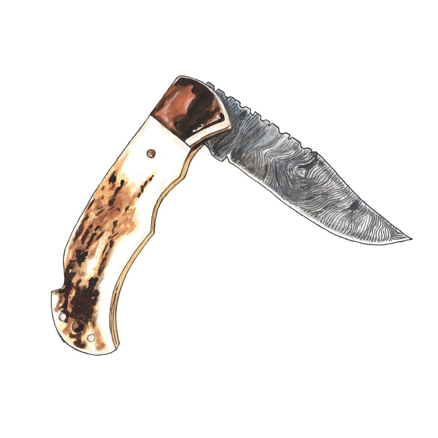 Accessories J Peterman | Deer Antler Pocket Knife Silver Black