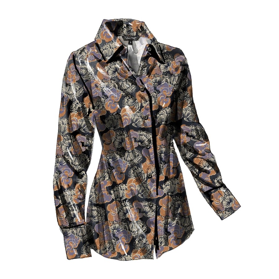 Women The J. Peterman Company Blouses & Tops | Wild Satin Blouse Multi Floral