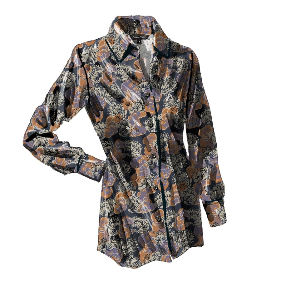 Women The J. Peterman Company Blouses & Tops | Wild Satin Blouse Multi Floral