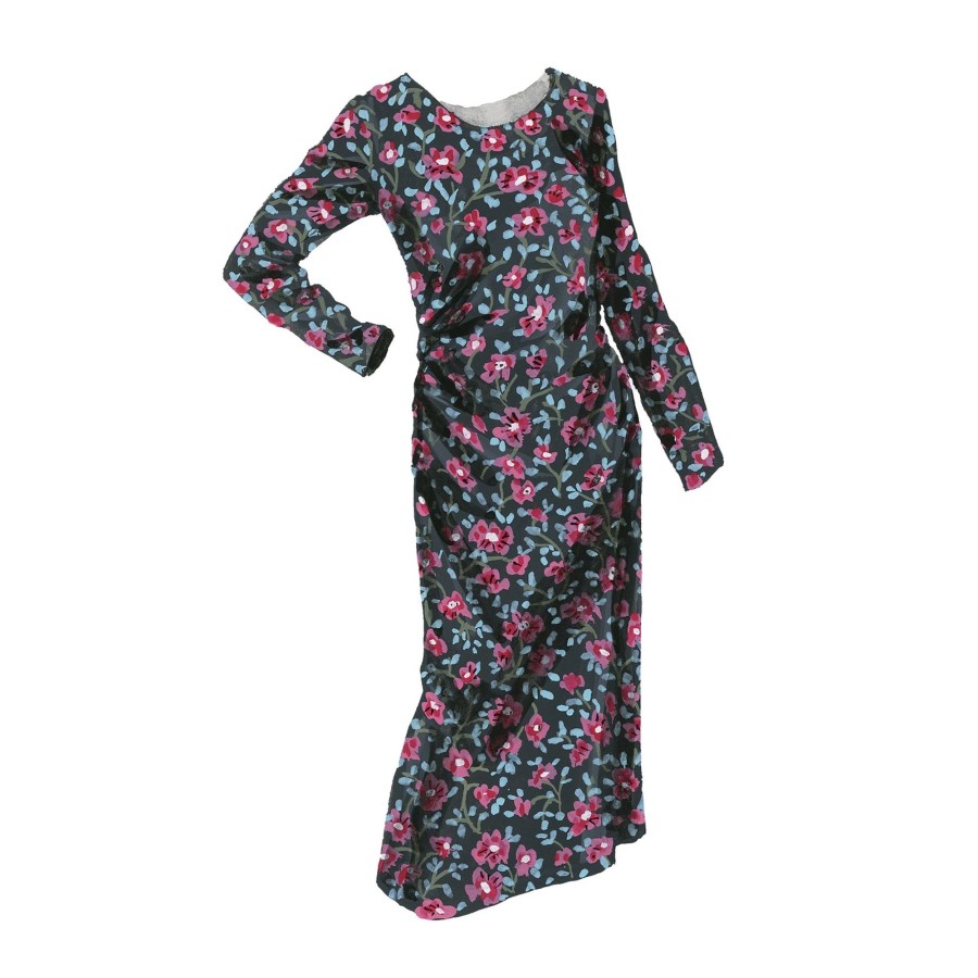 Women The J. Peterman Company Dresses | Printed Secret Keeper Dress Pink Camelia Print