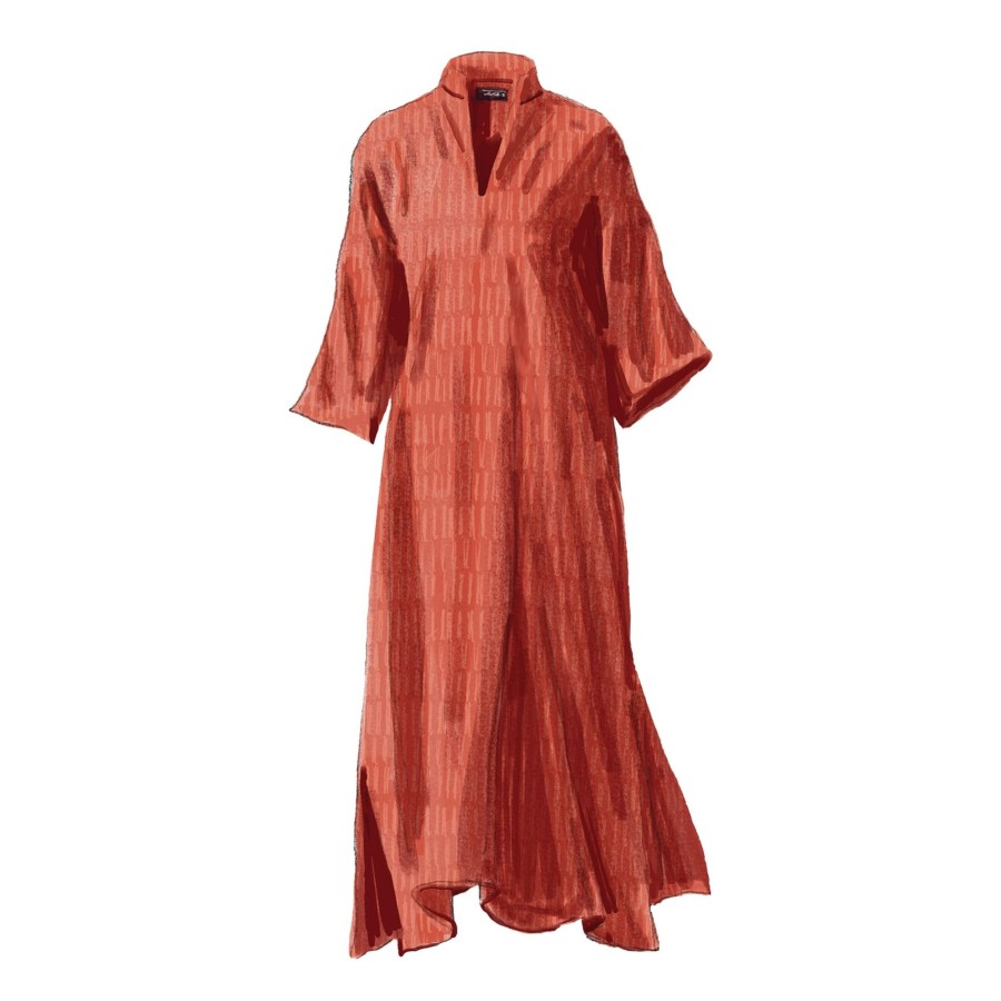 Women The J. Peterman Company Caftans | Marrakech Silk Cotton Caftan Rust