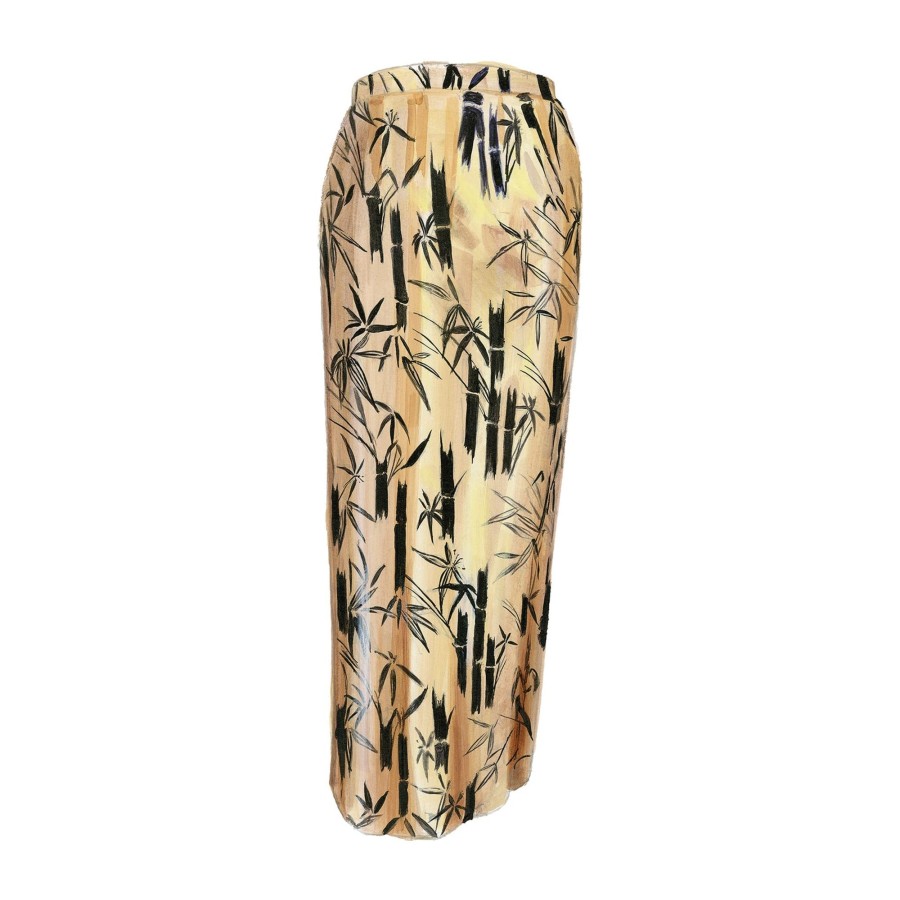 Women The J. Peterman Company Skirts | Lady Cavendish Silk Pencil Skirt Black Khaki