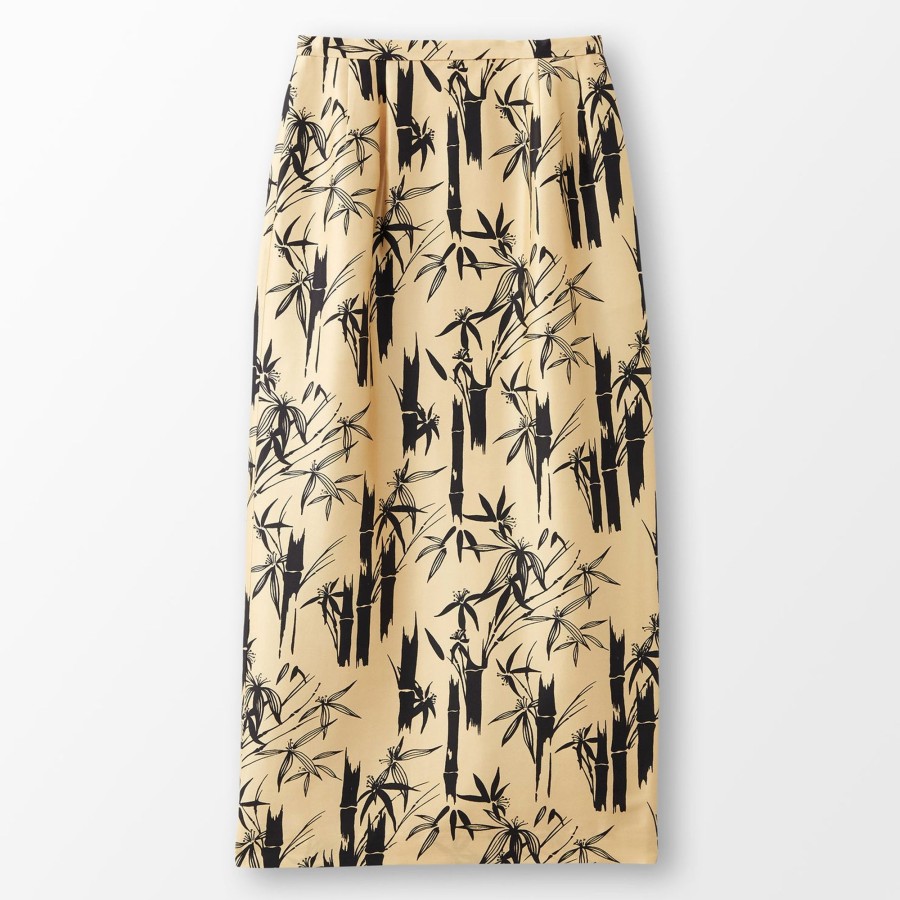 Women The J. Peterman Company Skirts | Lady Cavendish Silk Pencil Skirt Black Khaki