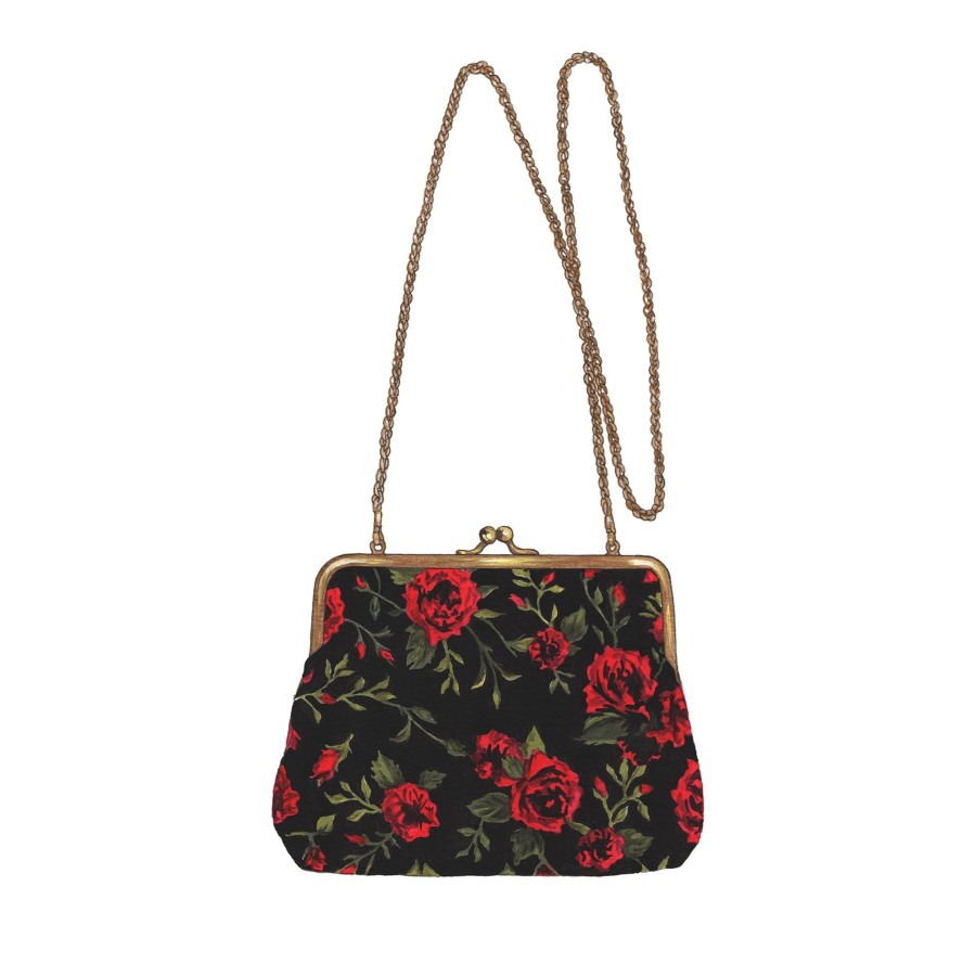 Women The J. Peterman Company Bags & Purses | The Rose Clutch Red Black