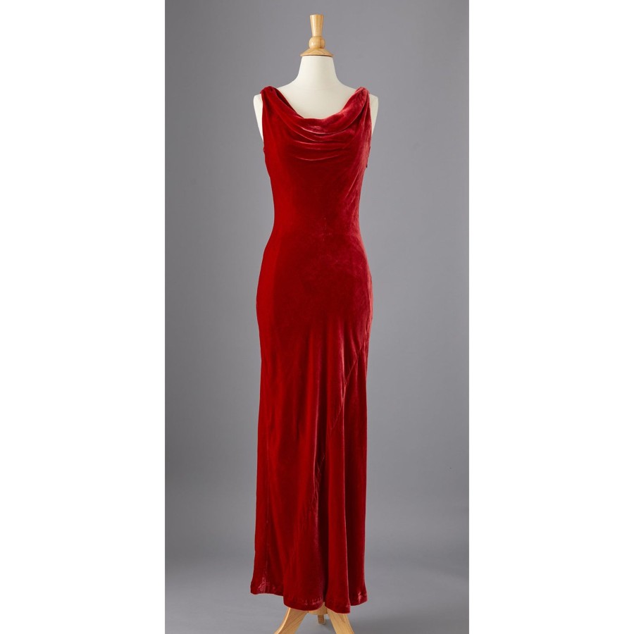 Women The J. Peterman Company Dresses | 1930S Silk Velvet Gown Red Dahlia