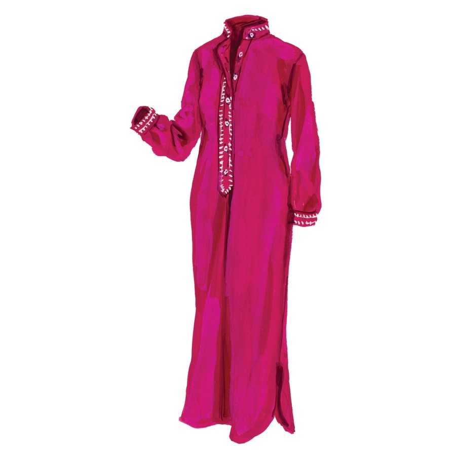 Women The J. Peterman Company Caftans | Opulent Wool Caftan Cranberry