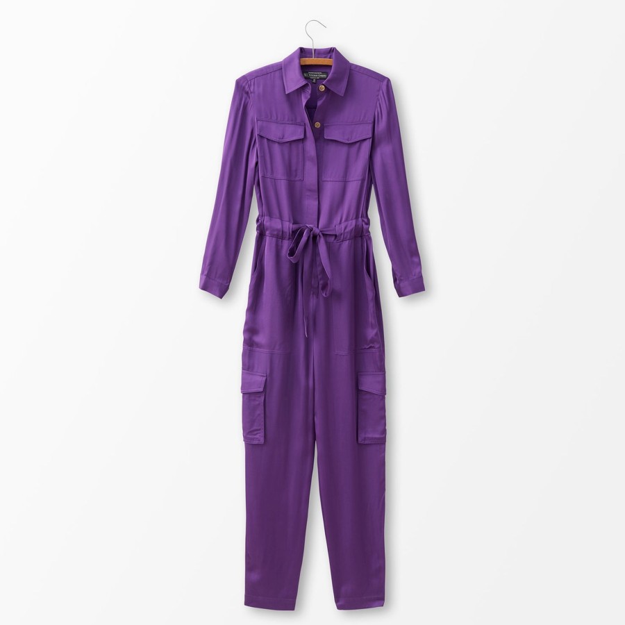 Women The J. Peterman Company Jumpsuits | Lady Heath Aviator Jumpsuit Imperial Purple