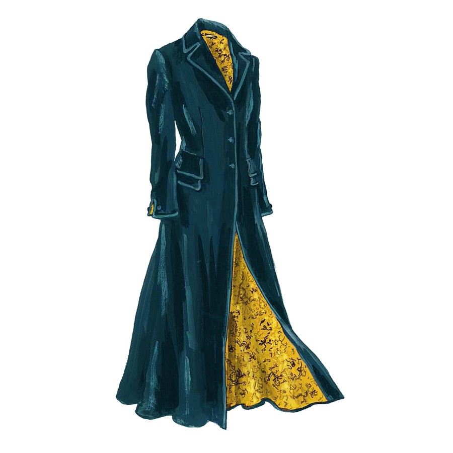 Women The J. Peterman Company Outerwear | Edwardian Velvet Coat Teal