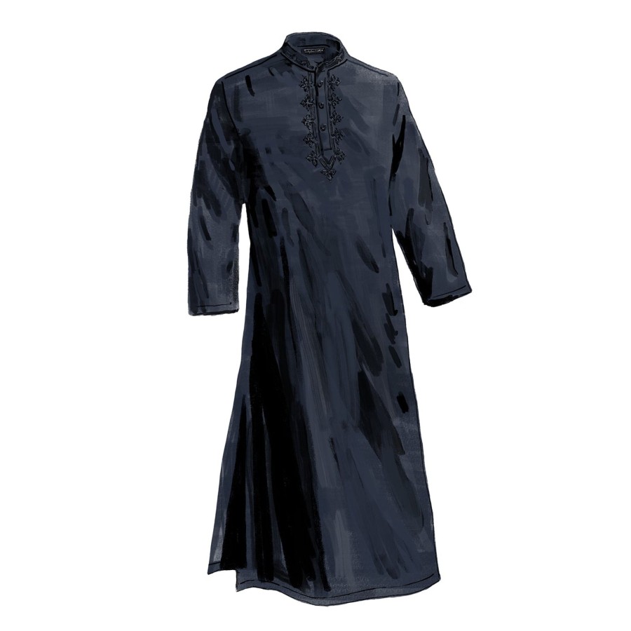 Men The J. Peterman Company Caftans | The Men'S Moroccan Evening Caftan Black