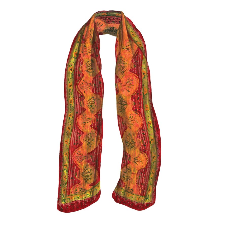 Accessories The J. Peterman Company | Payal Silk Stole Red Olive