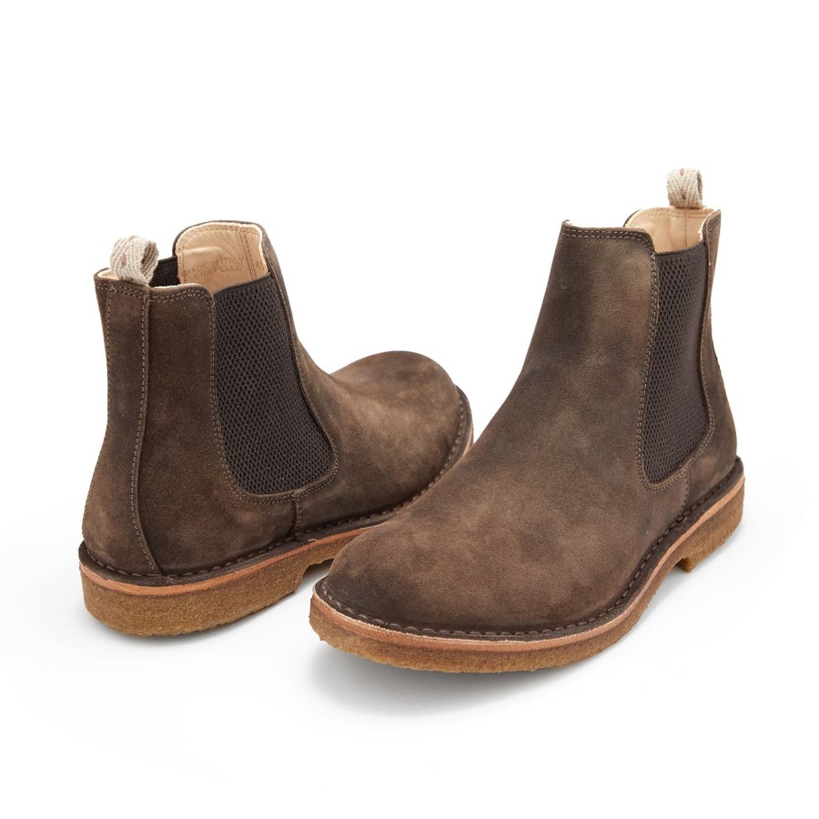 Men The J. Peterman Company Footwear | Suede Chelsea Boot Dark Chestnut