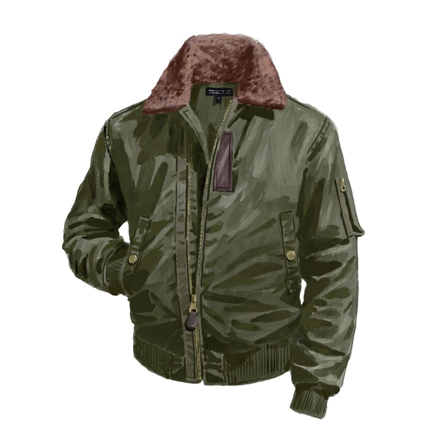 Men The J. Peterman Company Outerwear | The B-15B Flight Jacket Od Green