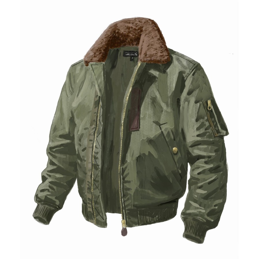 Men The J. Peterman Company Outerwear | The B-15B Flight Jacket Od Green