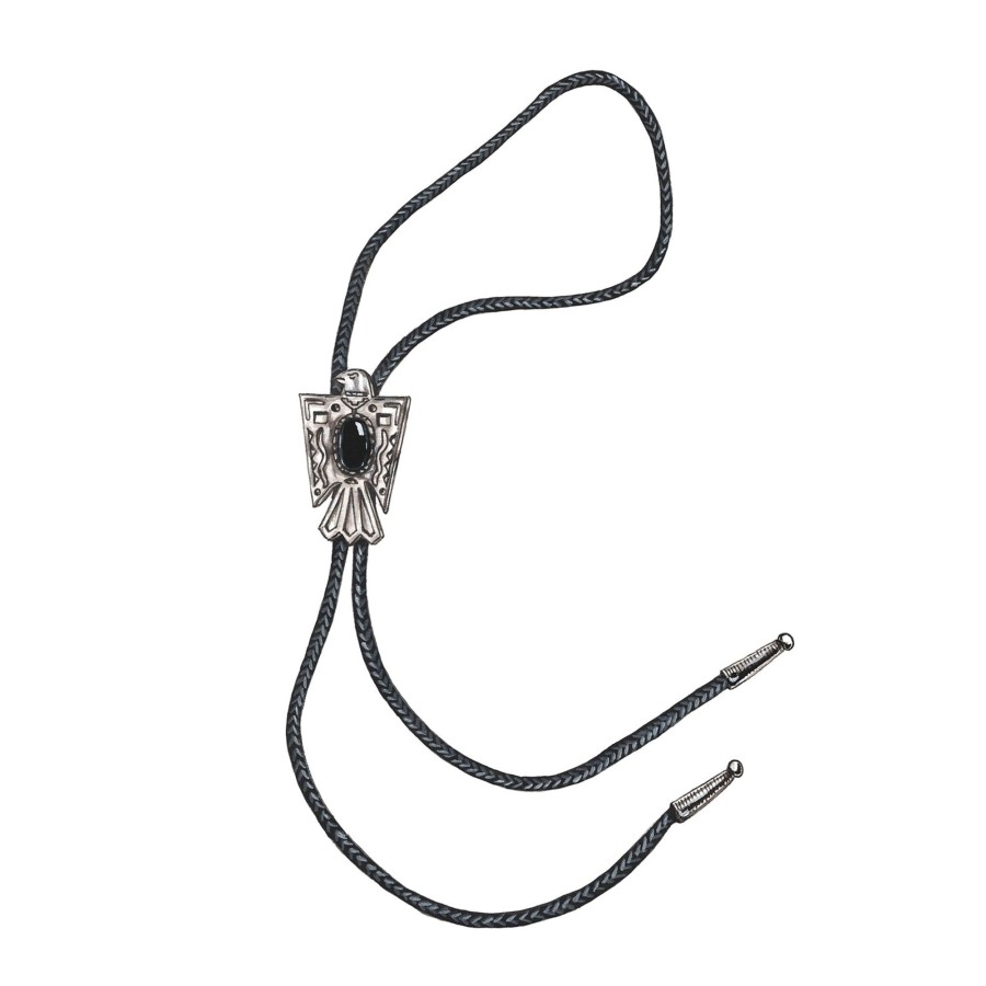 Accessories The J. Peterman Company | Thunderbird Bolo Tie Silver Black