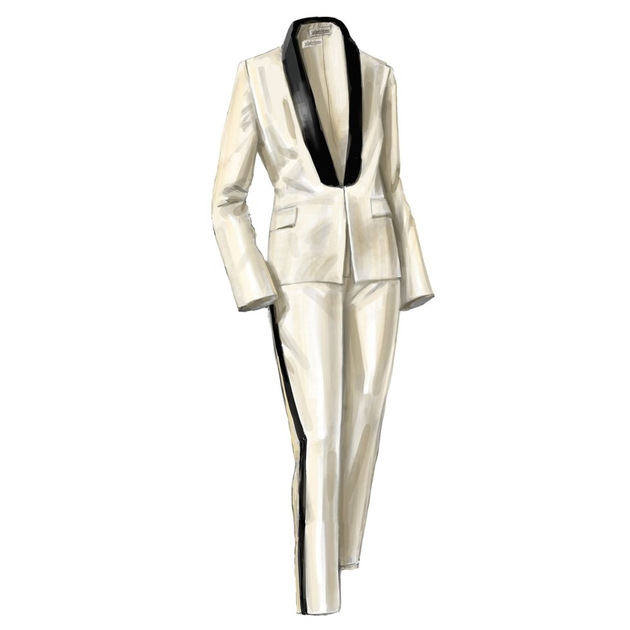 Women The J. Peterman Company Pants | The Tuxedo Pant Ivory Black