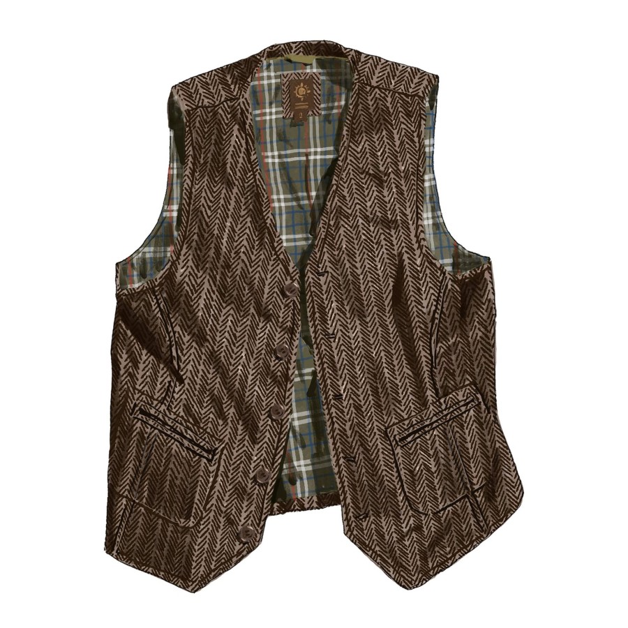 Men The J. Peterman Company Vests | Back East Herringbone Vest