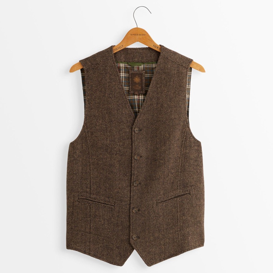 Men The J. Peterman Company Vests | Back East Herringbone Vest