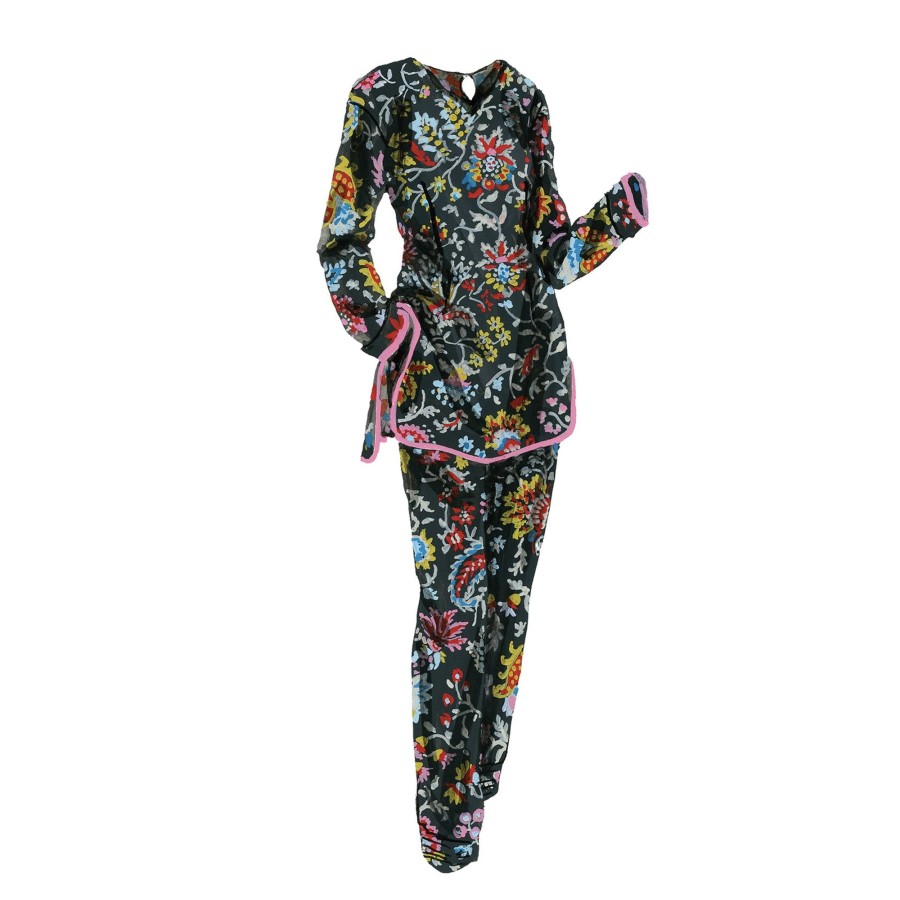 Women The J. Peterman Company Caftans | Epiphany Tunic Set Black Red