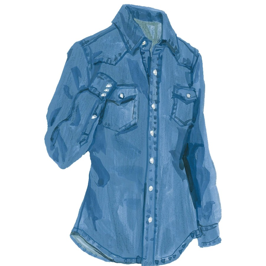 Women The J. Peterman Company Blouses & Tops | Western Denim Shirt