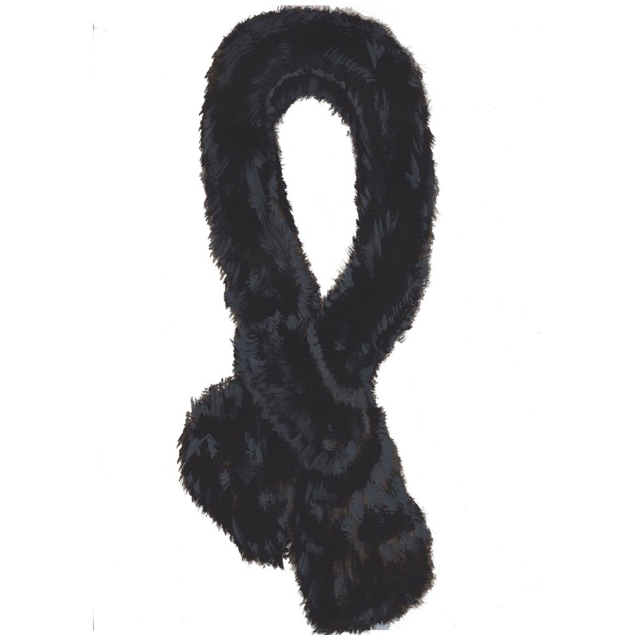 Women The J. Peterman Company Scarves | Faux Fur Stole Black